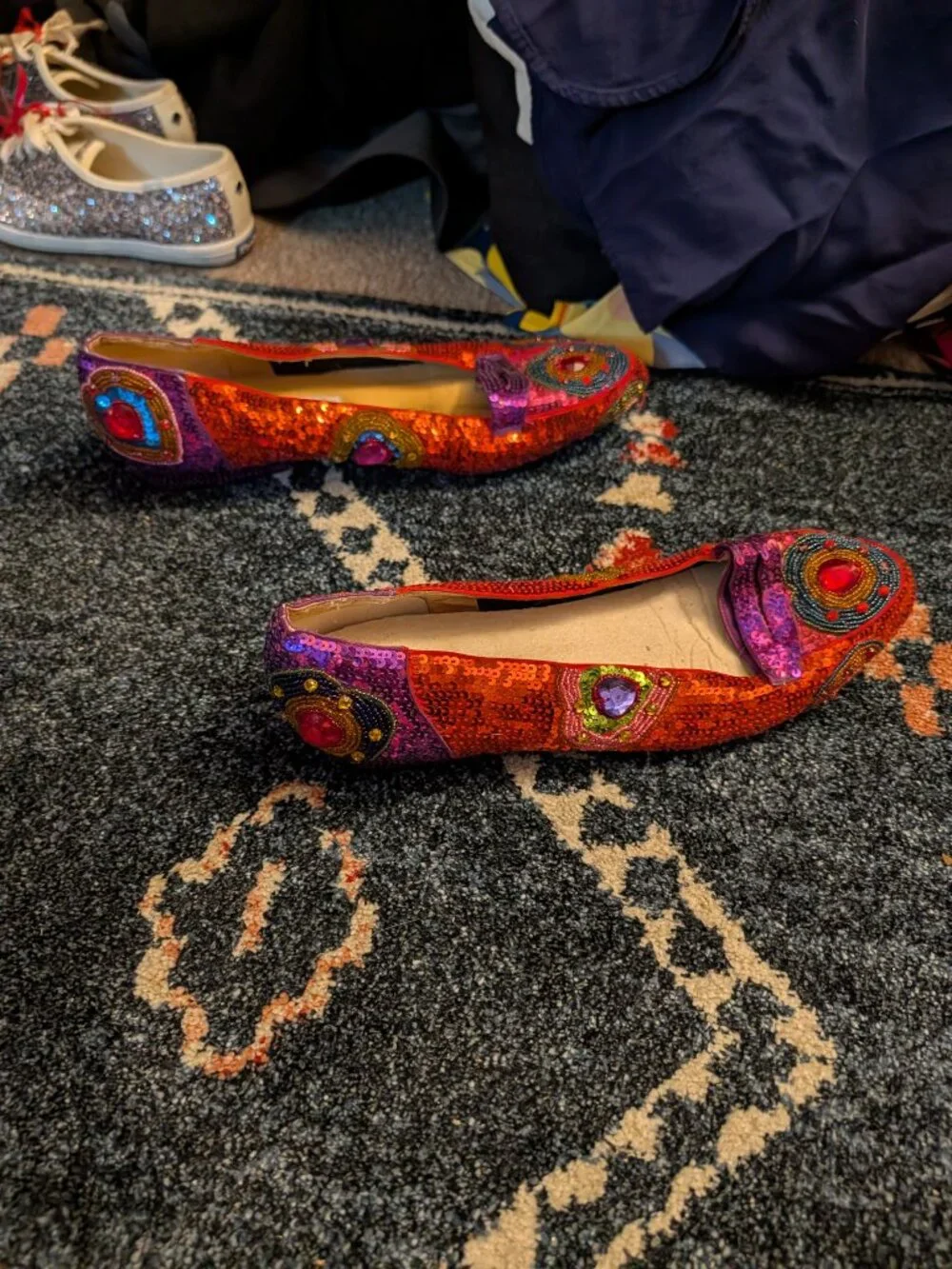 Nordstrom Made in Italy Sequin Beaded Jeweled Flats Women’s 12B Statement Shoes
